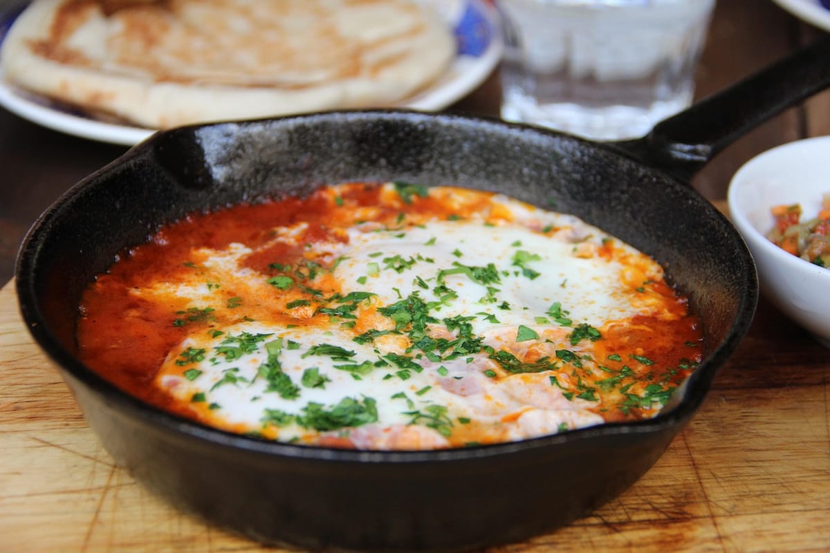 Shakshuka with feta and herbs